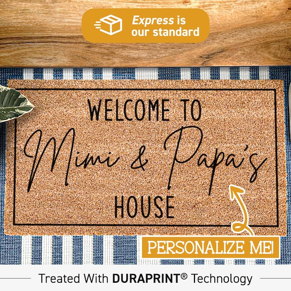 Welcome to Mimi and Papa's House Doormat, Custom Grandparents Doormat,Personalized Doormat,Grandparents Gift,Personalized Gifts Grandparents