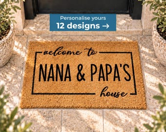 Grandparent Gift, Welcome To Nana & Papa's House Doormat, Grandchildren Spoiled Here, Gift For Grandparents, Personalized Welcome Mat