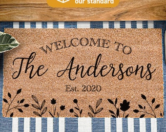 Family Name Doormat with Established Date - Personalized Welcome Mat for Your Home
