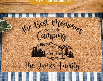 The Best Memories Are Made Camping, Custom Camping Doormat, Family Gift Ideas, Van Life, Motorhome, Family Camping Doormat, Personalised Mat