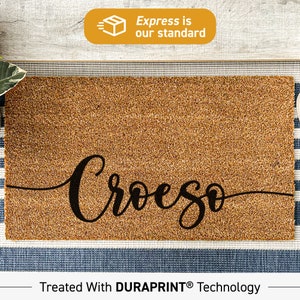 Custom Doormat, Croeso welsh custom welcome mat, custom welsh welcome home decor, housewarming new home gift, cymraeg, cymru 134