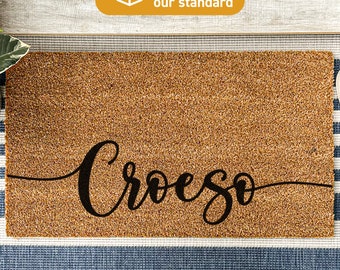 Custom Doormat, Croeso welsh custom welcome mat, custom welsh welcome home decor, housewarming new home gift, cymraeg, cymru 134