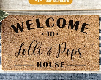 Personalized Lolli and Pop's Doormat - Custom Family Name Welcome Mat
