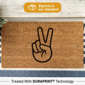Peace Sign Doormat, Peace Out My House, Peace Sign Welcome Mat, Custom Welcome Rug, Personalized Gift, Talking Point, Porch Doormat