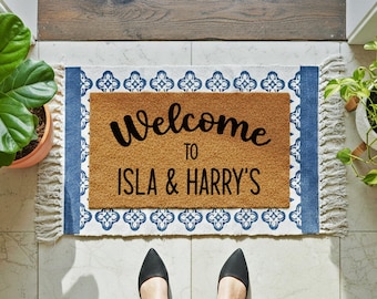 Personalized Newlywed Welcome Mat | Custom Mr and Mrs Gift | New Home Rug