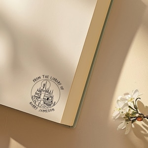 Tampon de livre, Tampon auto-encreur et tampon en bois en option, Tampon de livre personnalisé, Tampon d'ex-libris, Provenant de la bibliothèque de tampons personnalisés, Tampon de sorcier