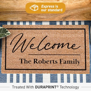 Custom Doormat, Custom Couple Family Name Doormat, Family Welcome Mat, Closing Gift, Realtor Gift, Housewarming Doormat, Personalized Mat 94