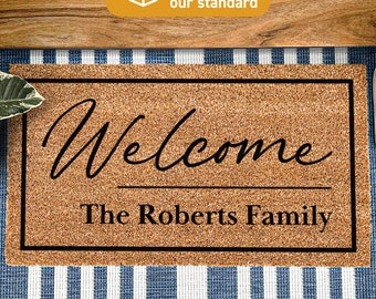 Custom Doormat, Custom Couple Family Name Doormat, Family Welcome Mat, Closing Gift, Realtor Gift, Housewarming Doormat, Personalized Mat 94