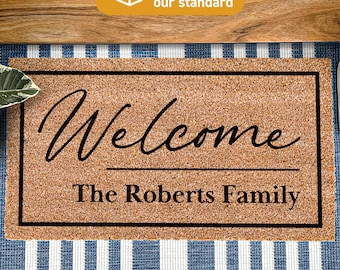 Custom Doormat, Custom Couple Family Name Doormat, Family Welcome Mat, Closing Gift, Realtor Gift, Housewarming Doormat, Personalized Mat 94