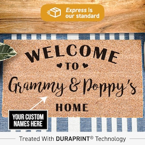 Welcome To Grammy & Poppy's Home Doormat, Personalised Gift For Grandparents, Welcome Home Doormat, Unique Gift, Custom Made Gift For Them