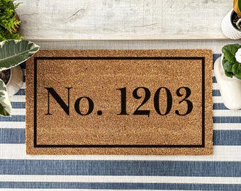 Unique Address Coir Mat | Personalized Unit Number | Housewarming Present
