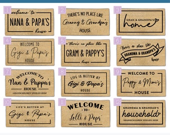 Grandparent Gift, Welcome To Nana & Papa&#39;s House Doormat, Grandchildren Spoiled Here, Gift For Grandparents, Personalized Welcome Mat