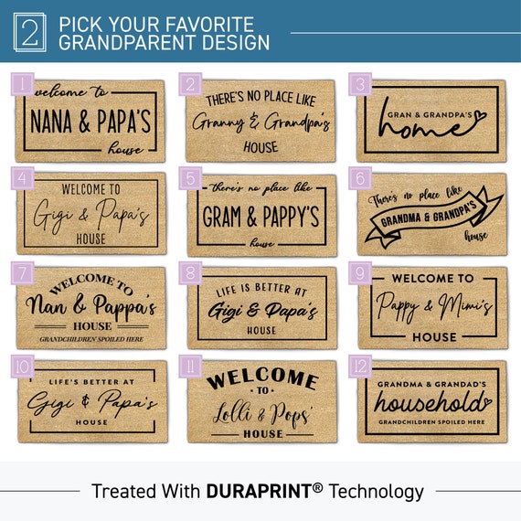 Grandparent Gift, Welcome To Nana & Papa's House Doormat, Grandchildren Spoiled Here, Gift For Grandparents, Personalized Welcome Mat