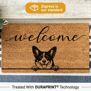 Personalized Corgi Doormat – Custom Dog Lover Gift, Funny Corgi Welcome Mat, Pet Owner Decor, Cute Corgi Home Entryway Rug