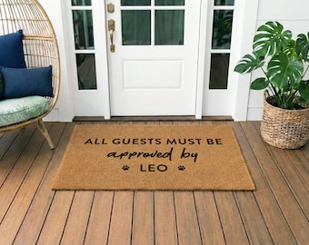 Funny Pet Greeting Mat | Natural Coir Leo Name Doormat