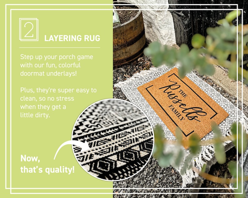 ADD ON ONLY Patterned Cotton Layering Rug, Underlay Porch Rug, Patterned Woven Rug, Under Doormat Rug, Entry Layering Rug, Underlay For Mat image 4