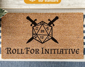 Custom Doormat, Roll for initiative custom gamer doormat, dungeons & dragons mat, geek chic dungeons and dragons fandom gift ideas 122