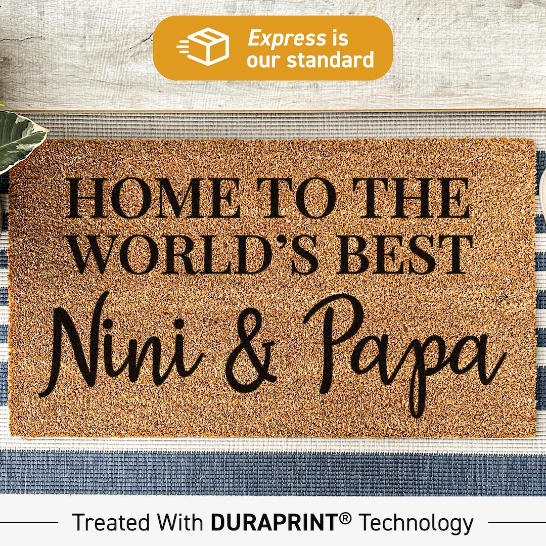 Home to the World's Best Nini & Papa Personalized Doormat, Custom Gift
