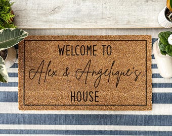 First Home Gift Idea | Custom Scripted Entrance Mat | Floral Décor