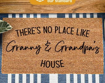 Personalized Doormat, Customized Granny And Grandpa Family Name Doormat, There&#39;s No Place Like, Personalised Grandparent Welcome Door Mat 91