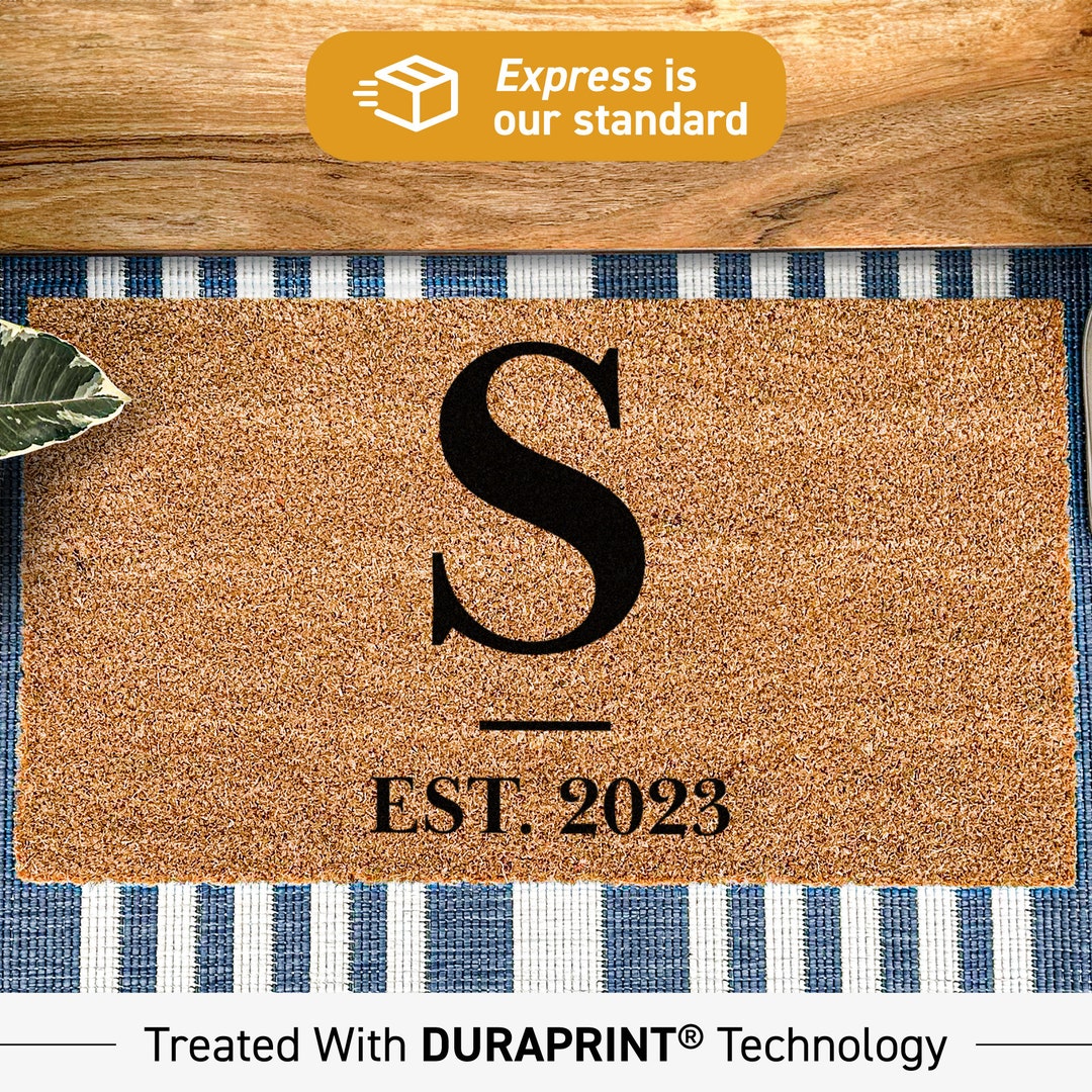 Custom Doormat, Personalized Initial and Established Date Monogram Door ...