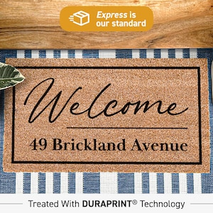 Personalised doormat, house address  new house welcome mat, house warming gift, realtor gift, business gift, customized new home gift 95