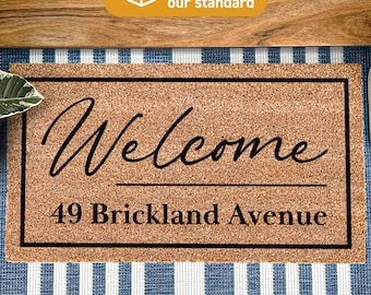 Personalised doormat, house address  new house welcome mat, house warming gift, realtor gift, business gift, customized new home gift 95