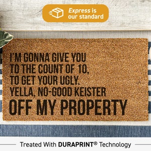 I&#39;m Gonna Give You to the Count of 10 Funny Christmas Door Mat, Funny Custom Rug, Go Away, Christmas Holiday Gift, Welcome Door Mat