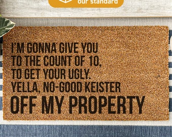 I'm Gonna Give You to the Count of 10 Funny Christmas Door Mat, Funny Custom Rug, Go Away, Christmas Holiday Gift, Welcome Door Mat