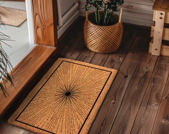 Geometric Coir Doormat, Modern Entryway Rug, Artistic Patterned Welcome Mat, Mid Century Style, Abstract Pattern for Front Door 635