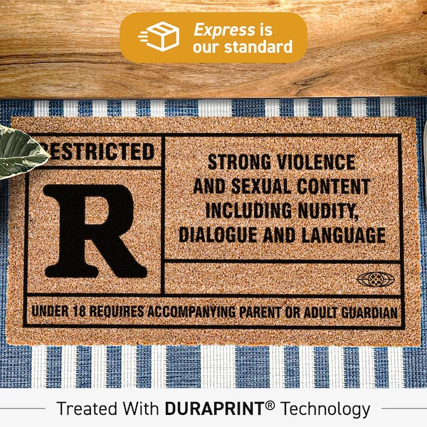 Custom tv and film restricted access r rated movie doormat, funny adult welcome movie rug, gifts for him, gifts for men, doormat funny