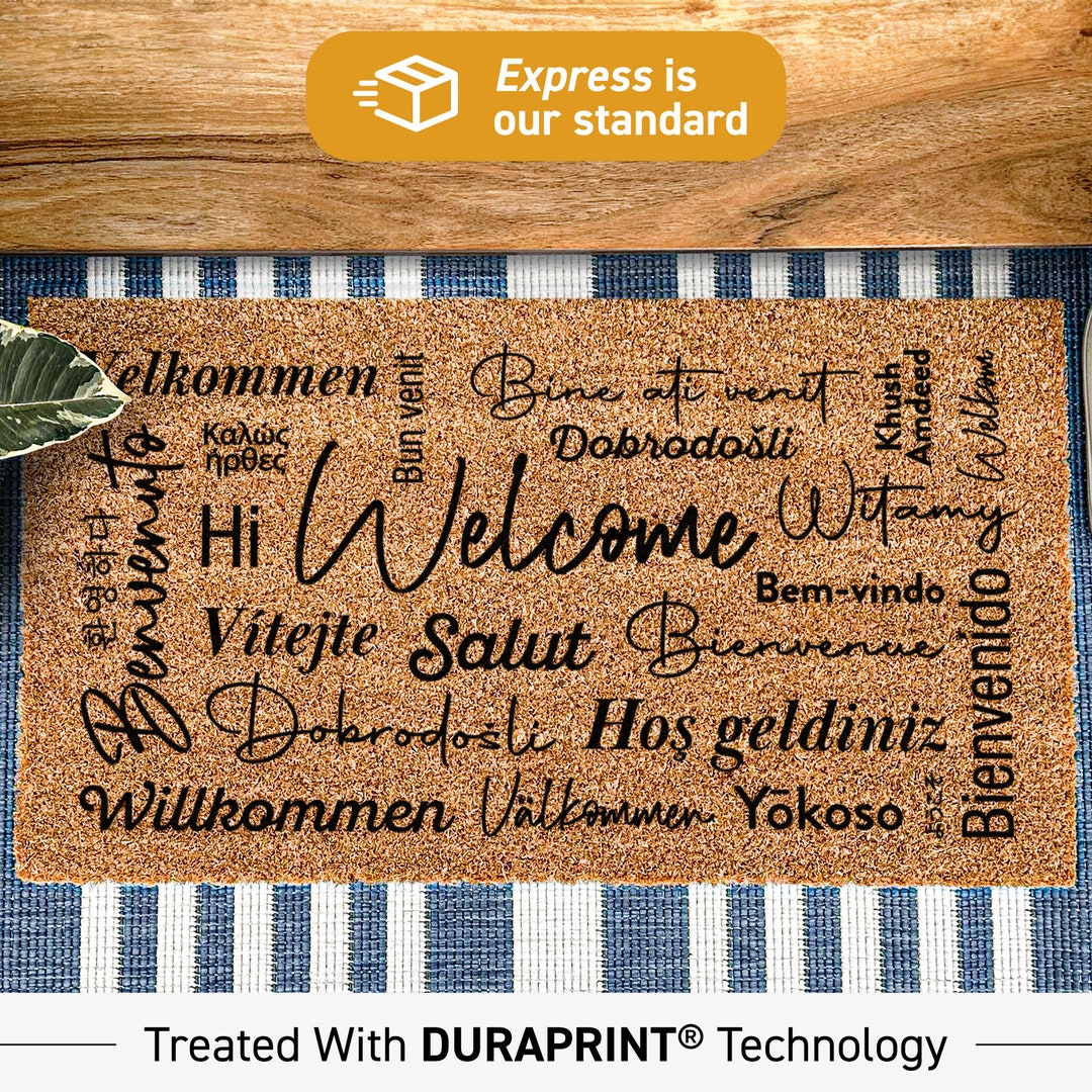 Multiple Language Doormat, Rug in Different Languages Saying