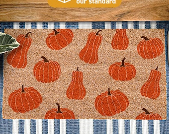 Orange Pumpkin Shapes  Doormat, Colourful Fall Rug, Vivid Colour Doormat, New Home Gift, Halloween Themed Doormat, Halloween Gift