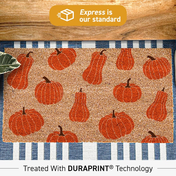 Orange Pumpkin Shapes  Doormat, Colourful Fall Rug, Vivid Colour Doormat, New Home Gift, Halloween Themed Doormat, Halloween Gift