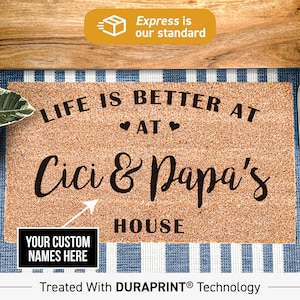 Life Is Better At Cici & Papa's, Gift For Grandparent, Customised Door Mat, Nana Papa Gift, Personalised Doormat, Thoughtful Gift