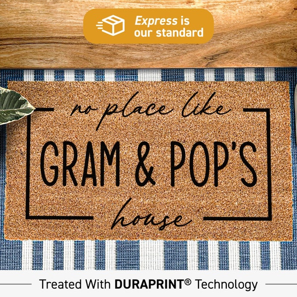 Personalized Doormat, There's No Place Like Gram & Pop's House Custom Doormat, Grandparents Welcome Door Mat, Grand Parent Family Mat 89