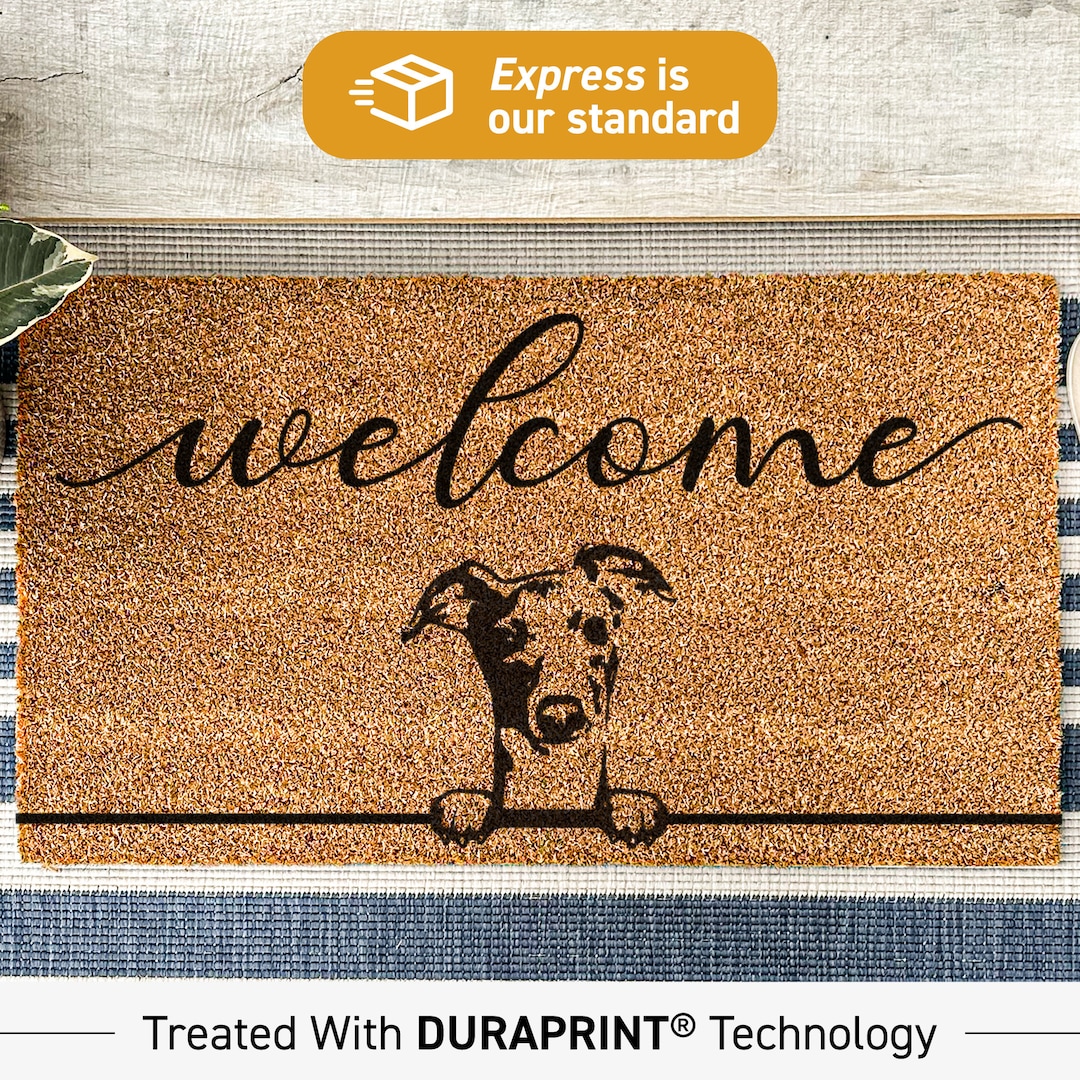 Personalized Dog Gift, Cute Greyhound Doormat, Customised Dog
