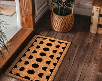 Contemporary Art Doormat, Abstract Coir Welcome Mat, Stylish Dot Front Door Rug, Modern Mat, Mid Century Entryway Mat, Patterned Doormat 630