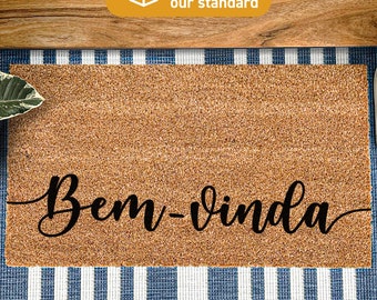 Bem-vinda portuguese welcome doormat, custom new decor doormat, custom portuguese welcome home rug, doormat cute, gift for her, gift for him