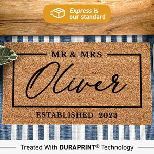 a door mat with the words mr and mrs silver on it