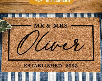 Personalized Doormat, Mr And Mrs Gifts, Mr And Mrs Personalized Doormat, Family Surname Custom Mat, Customized Welcome Doormat, New Mat 98