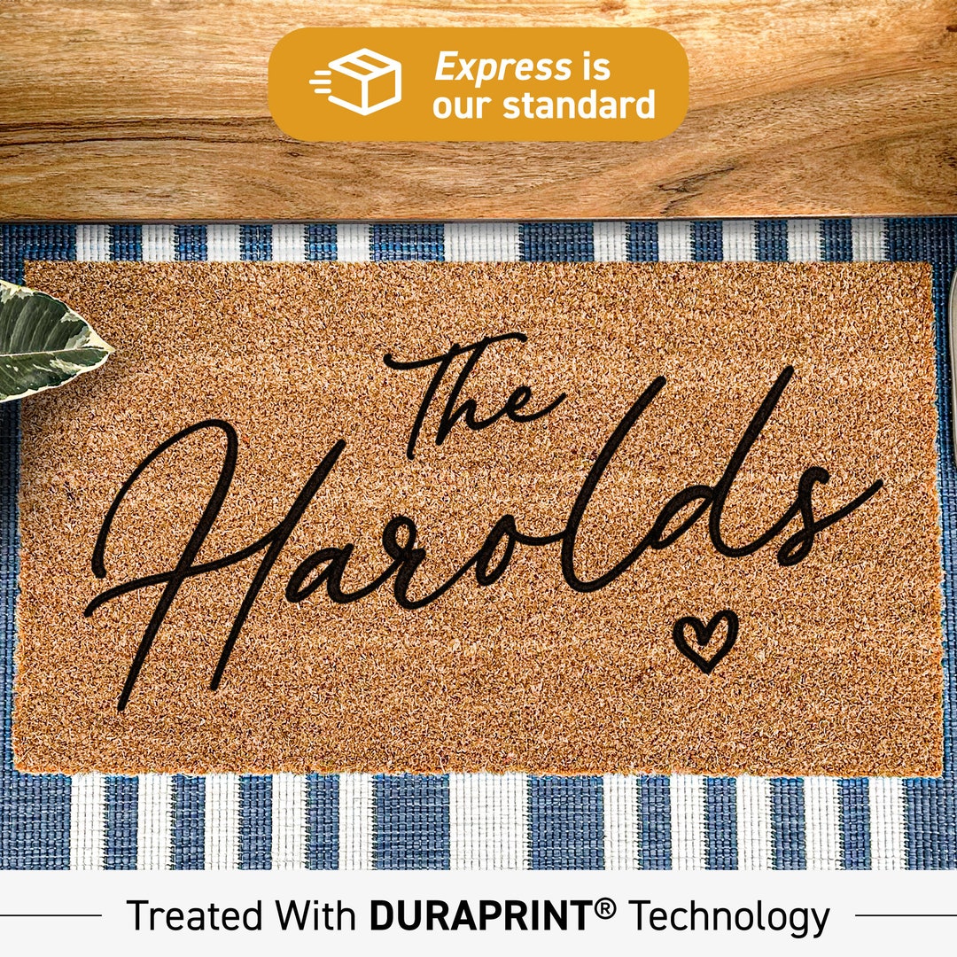Personalised Doormat, Family name custom doormat, wedding occasion door mat, happy couple rug, congratulations wedding gift 57