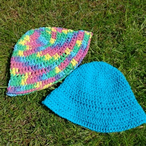 Childrens cotton crochet bucket hat