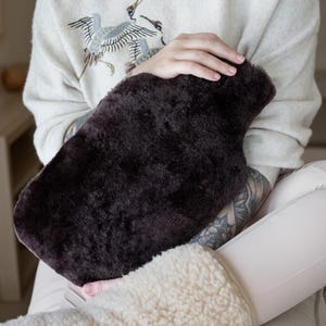 Handmade Sheepskin Hot Water Bottle Cover in Brown – Eco-Friendly, brown Wool, Zero Waste Gift
