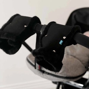 Sheepskin Stroller Hand Warmers – Universal Fit for Prams & Buggies | Windproof and Waterproof with Soft Wool Lining