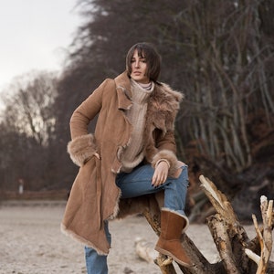 Sand Toscana Shearling Coat