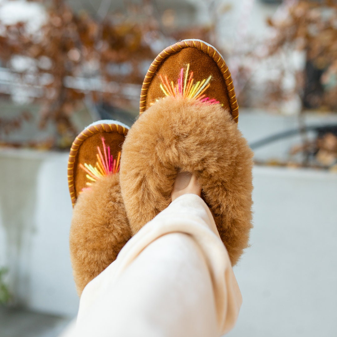 Fancy fur store slippers