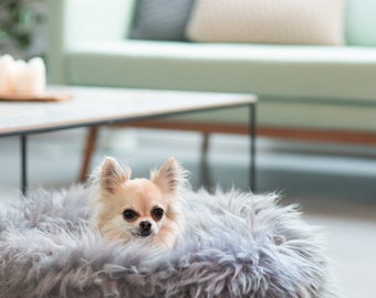 Luxurious Grey Sheepskin Pet Bed – 100% Natural & Genuine - Various sizes