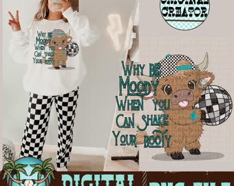 Baby Highland Cow PNG | Western Sublimation Design (Instant Download)