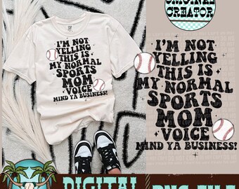 Sports Mom Voice Baseball PNG | Sublimation Design (Instant Download)